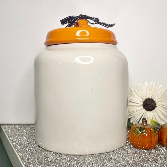 Rae Dunn Halloween Tricks and Treats White Cookie Jar Canister New - Picture 5 of 9